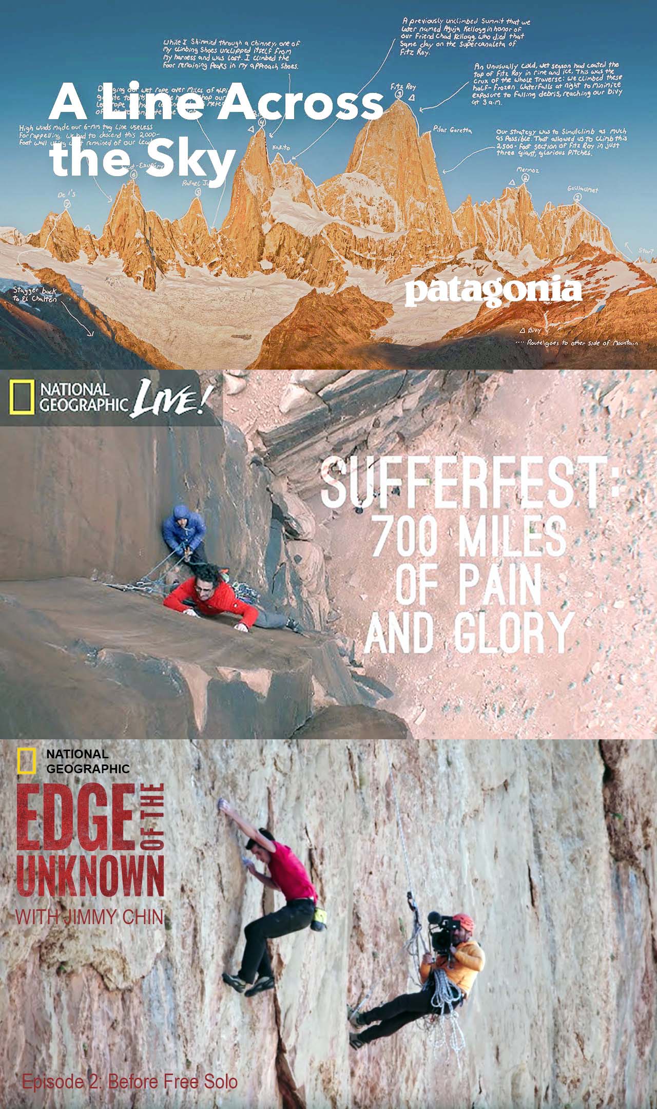 Proyección Cine: ALEX HONNOLD 2.0 A line across the sky, Sufferfest 700 miles of pain and glory y Before Free Solo